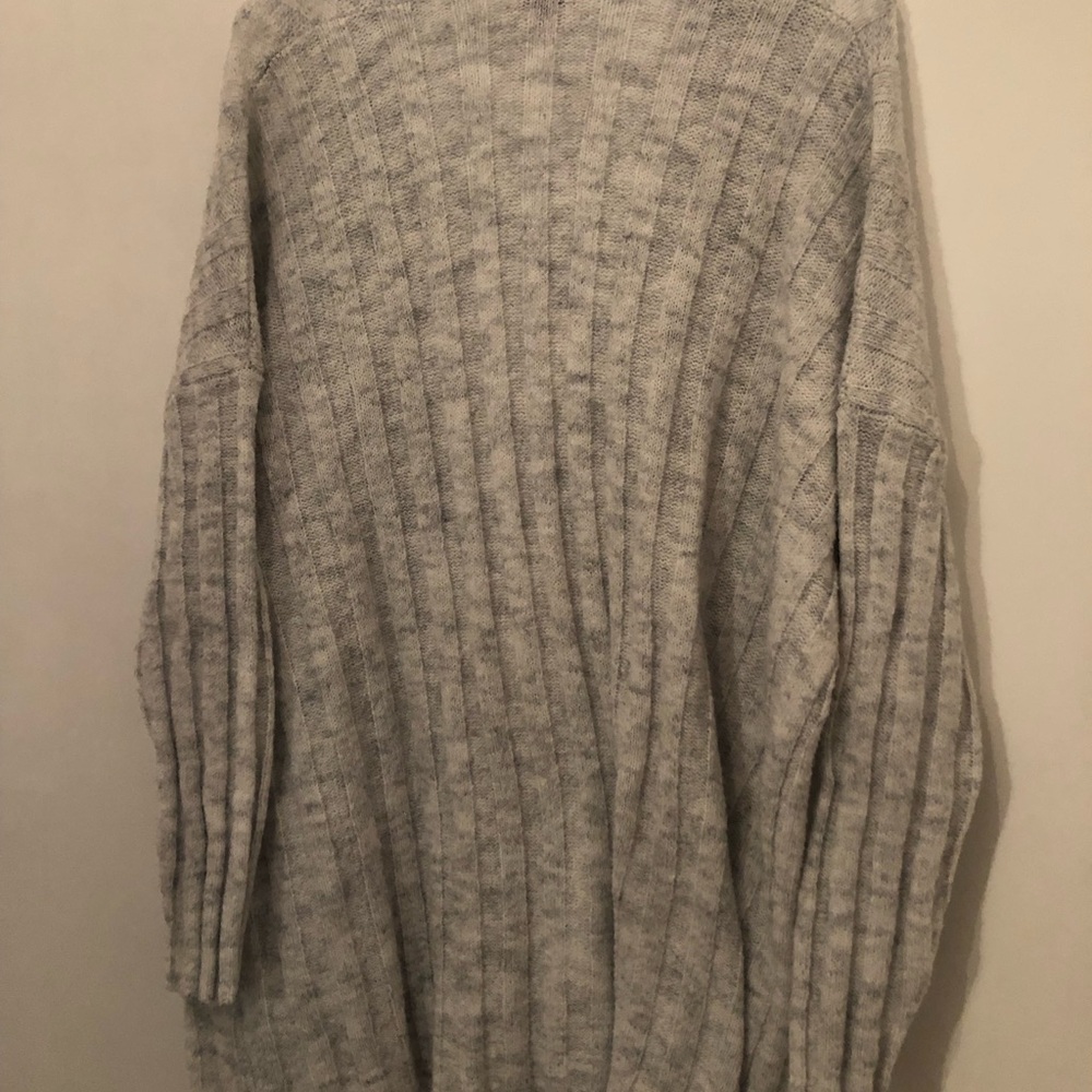 miami Light Gray Open-Front Ribbed Cardigan - Picture 2 of 3
